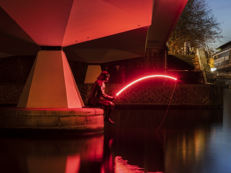 Darth Fisher - StreetartFrankey © Janus van den Eijnden - Amsterdam Light Festival Artist impression